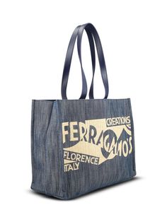 Logo Detailed Medium Tote Bags from Salvatore Ferragamo Designer Shopping Bags With Logo, Logo Coated Canvas Shopping Bags, Logo Tote Bag For Shopping, Rectangular Shoulder Bag With Logo For Shopping, Blue Top Handle Bag With Logo, Elegant Blue Bag With Logo, Elegant Blue Bags With Logo, Salvatore Ferragamo Bags, Red Valentino Shoes