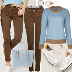 Casual Brown Everyday Pants, Chic Brown Spring Jeans, Fitted Brown Spring Jeans, Business Casuals, Jean Fashion, Outfit Pants, Blue Clothes, Teaching Outfits