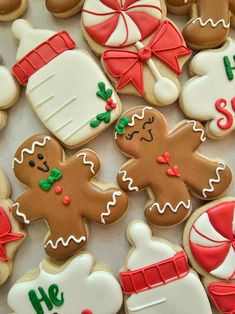 decorated cookies are displayed on a table