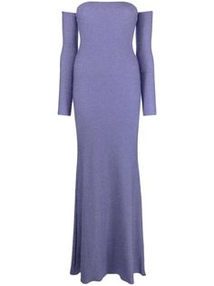 This Blumarine gown features a stretch design, glitter detailing, a strapless silhouette, a rear zip fastening, and detachable sleeves. It has a flared skirt, a straight hem, and a floor-length cut. Violet Clothes, Gown Purple, Dresses Sleeves, Molten Gold, Skirt Straight, L M Montgomery, Hills And Valleys, Detachable Sleeves, Angel Heart