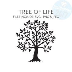 the silhouette of a tree with leaves on it, and text that reads tree of life files