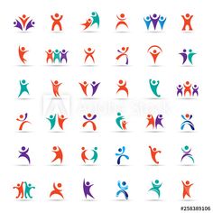 colorful people icon set on white background