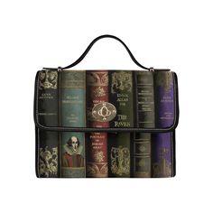 Introducing our exquisite Vintage Books Print Satchel Handbag! Inspired by the charm of classic literature, this elegant accessory is perfect for book lovers and fashion enthusiasts alike. Crafted with meticulous attention to detail, this satchel handbag showcases a stunning print of vintage books, classic titles from Shakespeare to The Raven. A perfect gift for a lover of the Dark Academia aesthetic. The exterior of the bag is crafted from high-quality, vegan-friendly materials. The adjustable Dark Academia Bag Aesthetic, Dark Academia Handbag, Dark Academia School Bag, Dark Academia Crossbody Bag, Dark Academia Satchel, Dark Academia Essentials, Books Dark Academia, Shakespeare Gifts, Books Classic