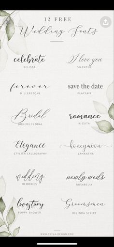 wedding name tags with leaves and flowers on them for the bride to use in their ceremony