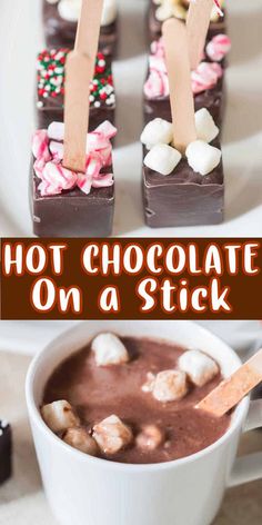 hot chocolate on a stick Hot Chocolate Sticks, Hot Chocolate On A Stick, Christmas Hot Chocolate Bar, Creamy Hot Chocolate, Diy Hot Chocolate, Oreo Fudge, Hot Chocolate Gifts, Chocolate Sticks, Christmas Hot Chocolate