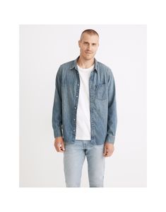 Denim Perfect Long-Sleeve Shirt in Tomkins Wash Perfect Shirt, Design Details, Madewell, Sleeve Shirt, Denim Jacket, Long Sleeve Shirts, Slim Fit, Long Sleeve