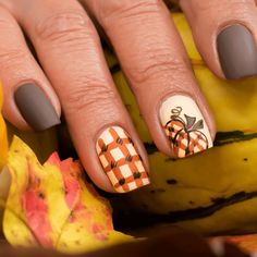 Fall Gel Nails, Cute Nails For Fall, Easy Nails, Fall Acrylic Nails, Thanksgiving Nails