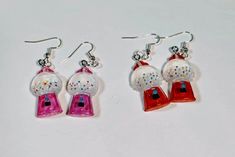 Cute bubblegum earrings, kawaii earrings, anyone who loves candy, sweets, bubblegum will love these earrings. Comes in red or pink Pink Resin Novelty Earrings, Quirky Pink Earrings, Playful Pink Earrings With Cute Design, Fun Red Resin Earrings, Playful Pink Resin Earrings, Fun Style Red Resin Earrings, Cute Round Earrings For Party, Cute Round Party Earrings, Red Resin Novelty Earrings