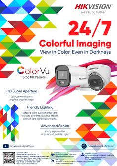 the flyer for an event with colorful lights and geometric shapes on it, including a camera