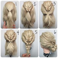 For every day Chignon Simple, Simple Wedding Hairstyles, Trendy Hairstyles, Hair Updos, Diy Hairstyles, Up Hairstyles, Hair Hacks