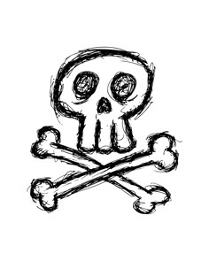 a drawing of a skull and crossbones