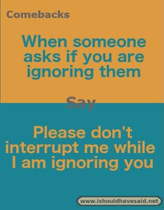 two different types of text that say, when someone asks if you are ignoring them