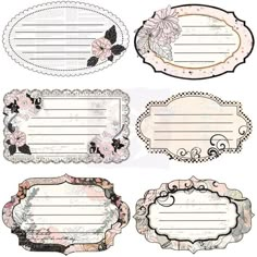 four different frames with flowers and laces on the edges, one is blank for text