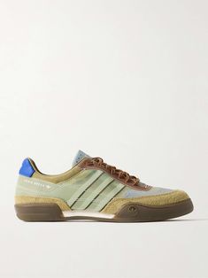 ADIDAS ORIGINALS + Craig Green Squash Polta AKH printed mesh, suede and leather sneakers Craig Green, Flat Dress Shoes, Gucci Eyewear, Adidas Originals Women, Dress Flats, Mesh Sneakers, Raffia Bag, Brown Sneakers, Raf Simons