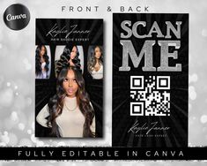 the front and back cover of scan me, featuring an image of a woman with long hair