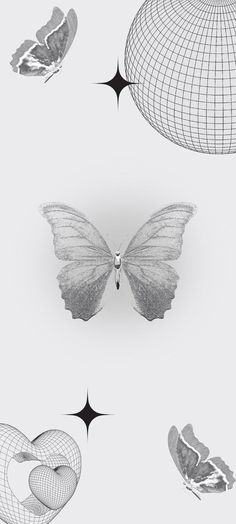 several different shapes and lines are shown in this graphic art work, including the shape of a butterfly's wings