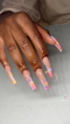 Spring Nails 2024 Square Long, Straight Nails Acrylic, Acrylic Nails Coffin Spring, Gorgeous Nails Spring, Trendy Summer Acrylic Nails, Spring Nails Long, Mail Inspo, Freestyle Nails