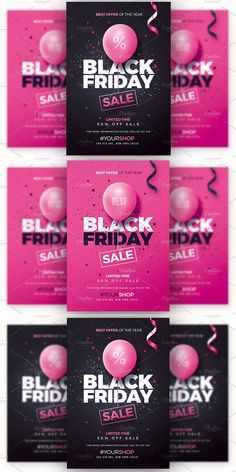 black friday sale flyer template with balloons and confetti - flyers print templates