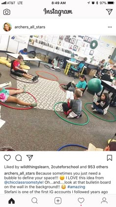 an instagramted photo of children playing with toys on the floor in a classroom