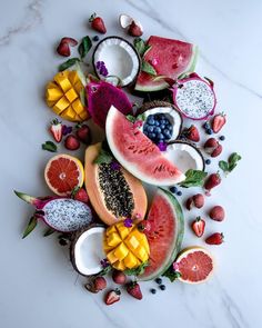 the instagram page is filled with different types of fruits and vegetables, including watermelon