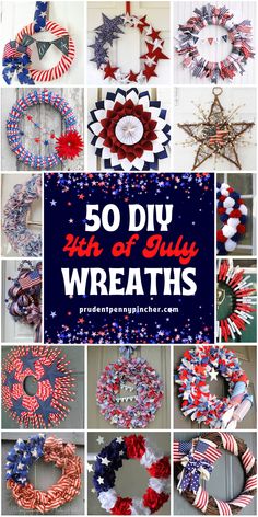 the fourth of july wreaths are made with red, white and blue paper