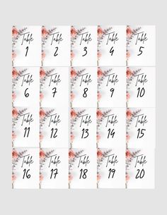 Modern Table Number, Number Sets, Wedding Table Number, Printable Wedding, Table Number, Wedding Table Numbers, Modern Table, Elegant Table, Table Numbers