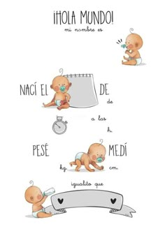 the stages of how to draw a baby's diaper in spanish and english