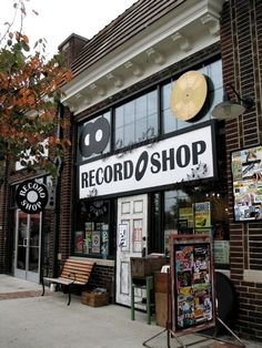 the record shop is located in an old brick building