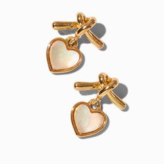 Claire's Gold-tone Knot Heart Dangler Earrings Piercing Kit, Knot Stud Earrings, Dangler Earrings, Knot Studs, Fashionable Jewelry, Birthday List, Demi Fine Jewelry, Earring Sale, Virtual Closet