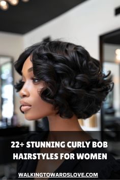 Discover the latest trends in curly bob hairstyles for women. If you're looking to switch up your look, explore these gorgeous curly bob haircut ideas perfect for a fresh new style. Embrace the natural texture of your curls with a chic and modern curly bob haircut that will elevate your overall appearance. Whether you prefer a short and bouncy style or a longer version with more volume, there's a curly bob hairstyle that will suit your personal taste. Curly Bob Hairstyles For Black Women, Curly Bob Haircut, Blonde Curly Bob, Layered Curly Haircuts, Bob Haircut Ideas, Brunette Bob, Black Curls, Messy Bob, Bob Haircut Curly