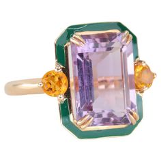 Customizable Art Deco Style 6.20 Ct Amethyst and Citrine 14K Gold Cocktail Ring For Sale at 1stDibs Amethyst And Citrine, Generation Z, Gold Cocktail Ring, Gold Cocktail, Pink Zebra, Citrine Ring, Art Deco Style, Ring Collections, Looks Vintage