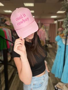 Stay cool in style with this girly pink trucker hat! Perfect for everyday wear, the Cool It Cowboy hat adds a playful touch to any look while keeping you shaded from the sun. Feel confident and look great in the hottest accessory of the season. Cool It Cowboy, Tomboy Look, Pink Trucker Hat, Love And Respect, Cowboy Hat, Stay Cool, The Cool, Feel Confident, Cowboy Hats