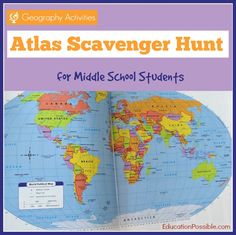 the atlas scavenger hunt for middle school students is open and showing information about how to use it