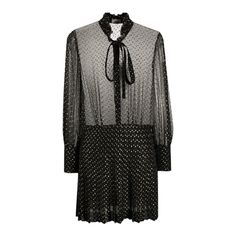 Saint Laurent Semi-Sheer Pleated Dress Black/Gold-Tone Silk Metallic Threading Pleat Detailing Semi-Sheer Construction Bow Detailing High Neck Front Button Fastening Long Sleeves Silk 96%, Metallic Fibre 4% Brand Style Id: 6324556a56 Id Stl4112410ca623 Saint Laurent Dress, Brand Style, Threading, Pleated Dress, Timeless Beauty, Dress Black, Fashion Branding, Bell Sleeve Top, Colorful Dresses