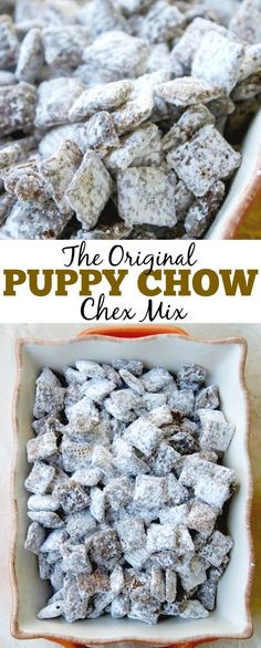 the original puppy chow chex mix is made with only three ingredients and it's so good to eat