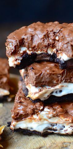 three pieces of chocolate covered ice cream sandwich