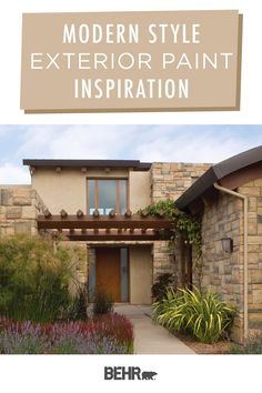 the front cover of a modern style exterior paint inspiration book, with an image of a house