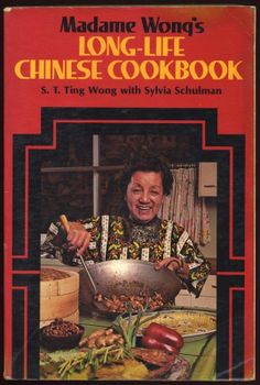 the cover of madam wups long - life chinese cookbook, with an image of a woman cooking