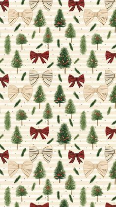 christmas trees and bows on a white background