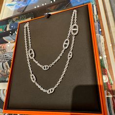 Brand New In Box Purchased In Hermes Paris. Comes With Box, Receipt, And Authenticated By Poshmark. 100% Sterling Silver And Authentic Hermes. This Necklace Is Usually Sold Out In Stores. Offers Won’t Be Accepted. Vestiaire Collection Selling Same One For More Money. Hermes Collection, Hermes Necklace, Hermes Jewelry, Silver Choker Necklace, Jewelry Accessories Ideas, Hermes Paris, Silver Choker, Accessories Ideas, More Money