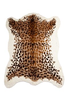 a brown and white animal print rug with spots on it's back, in the shape of a star