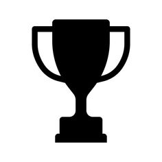 a black and white silhouette of a trophy