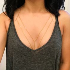 Double Layer Chain Bra Body Chain by BitsnPiecess on Etsy https://www.etsy.com/listing/365415684/double-layer-chain-bra-body-chain Bralette Chain, Jóias Body Chains, Body Necklace Chain, Gold Body Chain, Chain Bra, Body Chains, Gold Bodies, Layered Chains, Body Harness