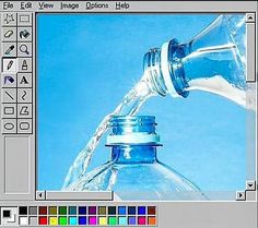 a water bottle being filled with water from a faucet in the screen shot