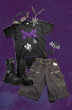 Heavy Metal Aesthetic Outfits, Metal Head Clothes, Styl Emo, Goth Outfits Aesthetic, Mayhem Band, Hoody Outfits, Edgy Fits