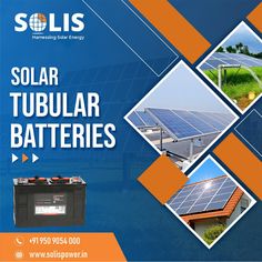 an advertisement for solar batteries with pictures of the different types of panels on them and below it