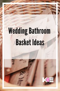 a basket full of money with the words wedding bathroom basket ideas