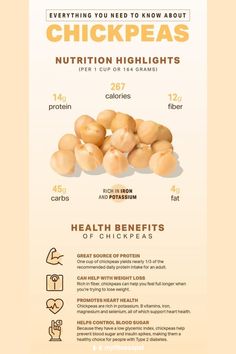 the health benefits of chickpeas are shown in this info sheet, which includes information about