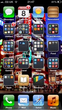 an iphone screen with many different icons on it