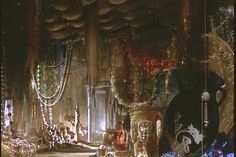 an elaborately decorated room is shown in this image